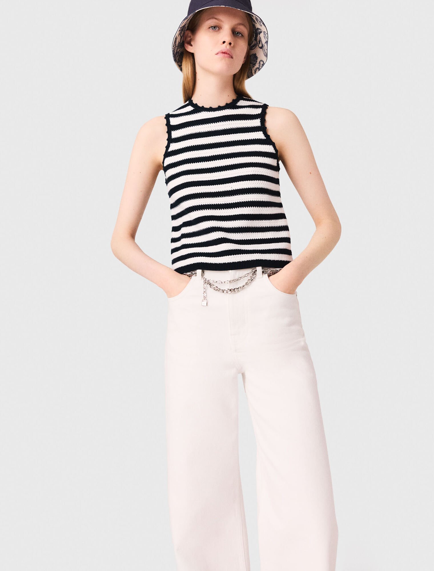 Crochet-knit top