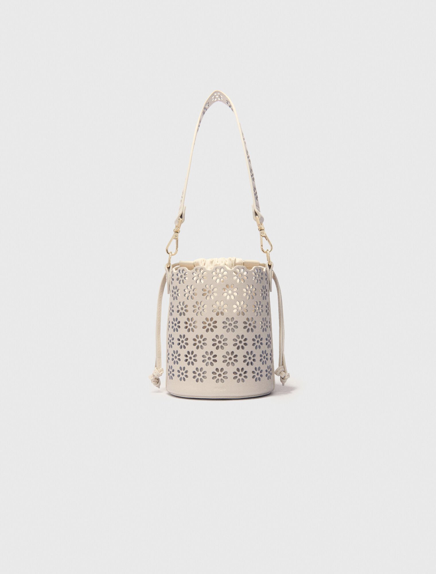 Perforated leather bucket bag
