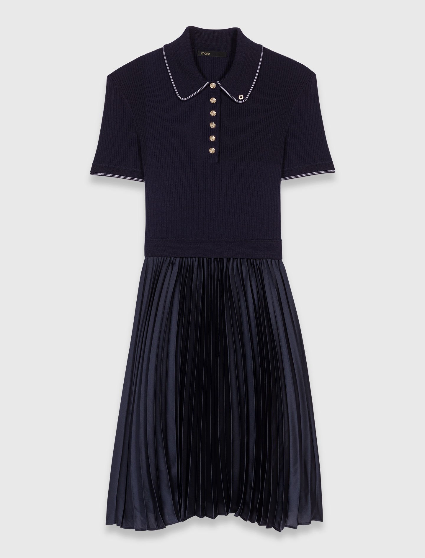 ワンピース Scalloped Polo Dress / navy Msize K987_Maddy_Knit_Polo_Dress_Nav