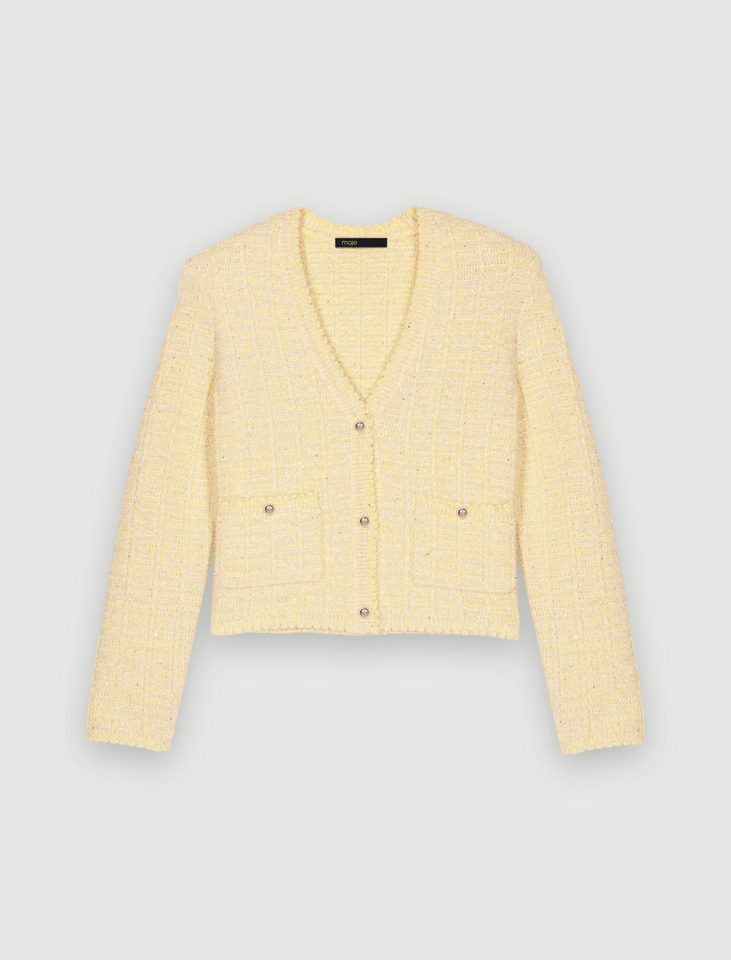 Tweed-effect knit cardigan