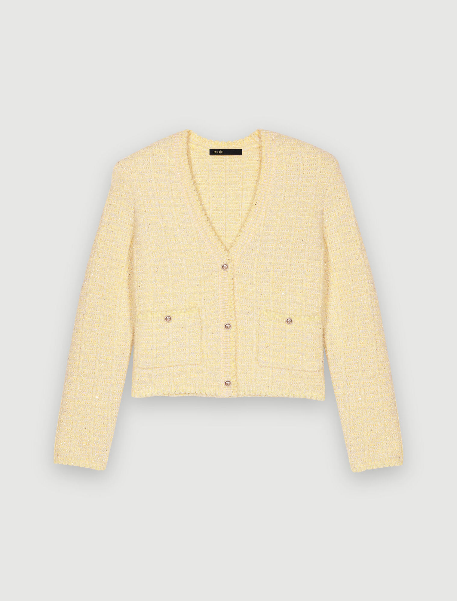 Tweed-effect knit cardigan