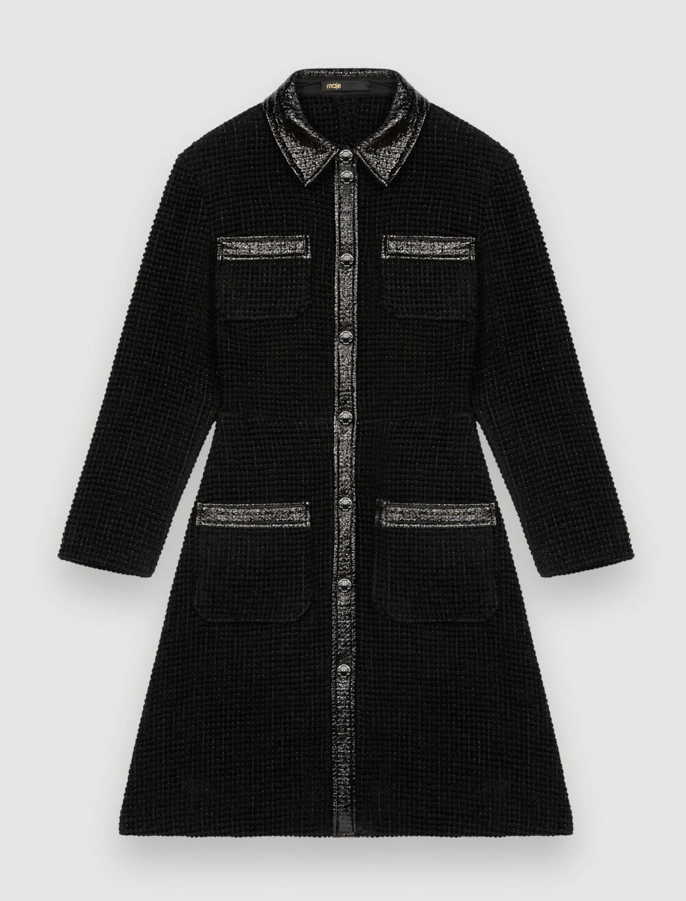 トップブランドのファッション Velvet tweed dress vinyl and ワンピース