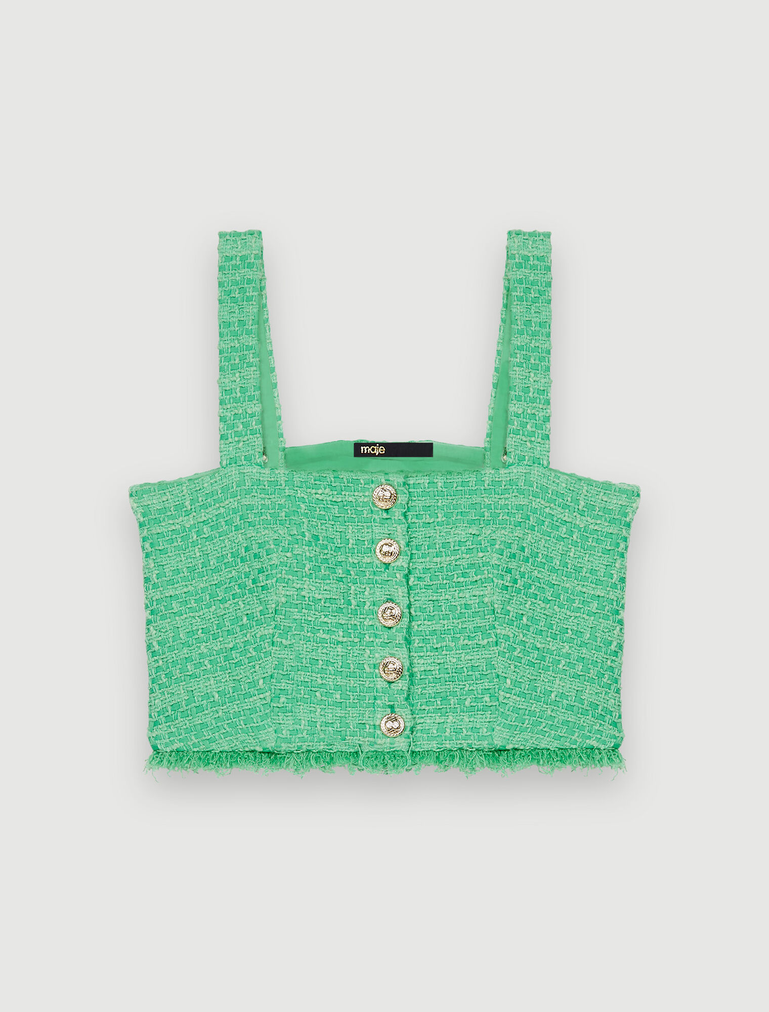 Strapless tweed crop top