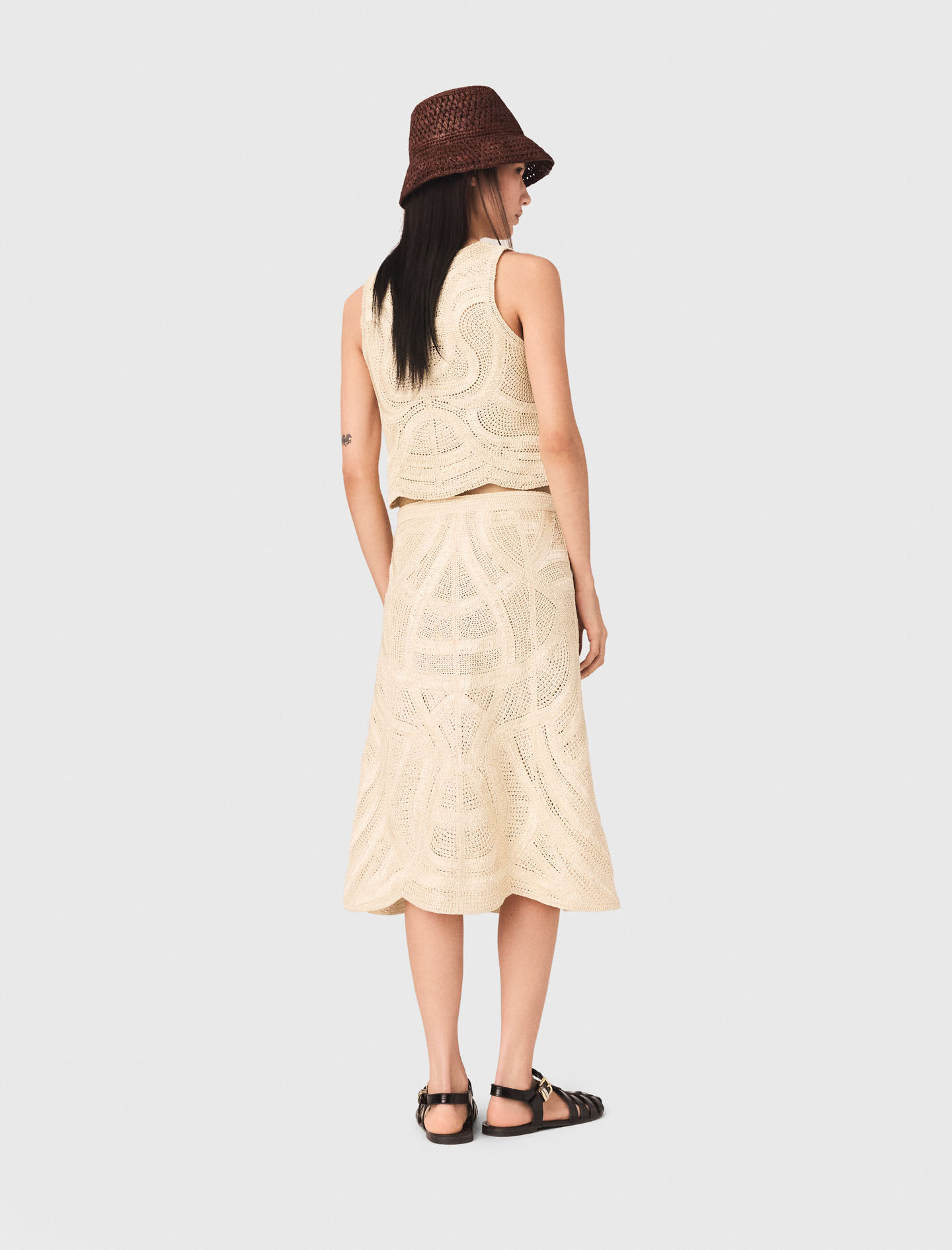 Long crochet skirt Natural For Women | Maje