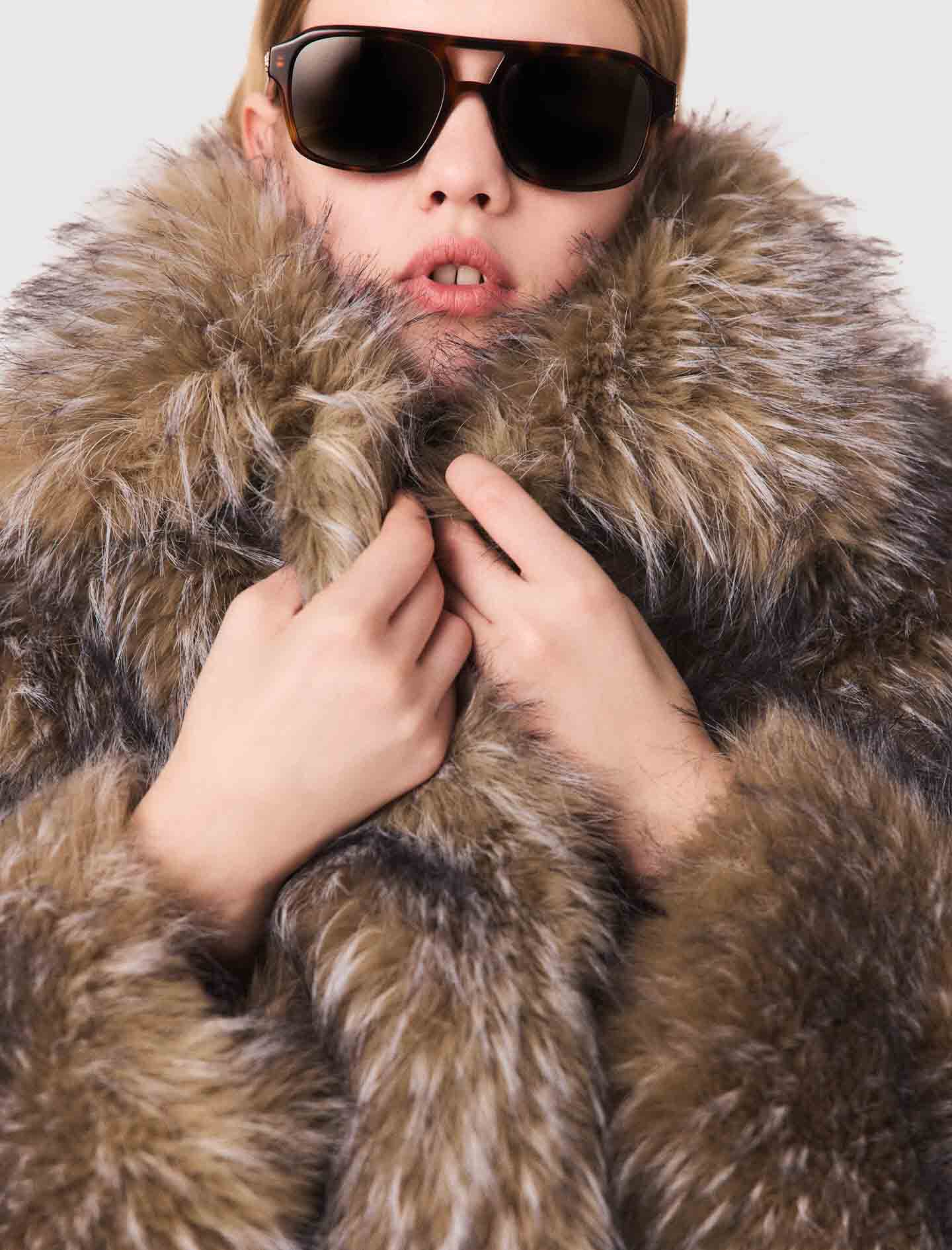 Short faux fur coat Brown For Women | Maje