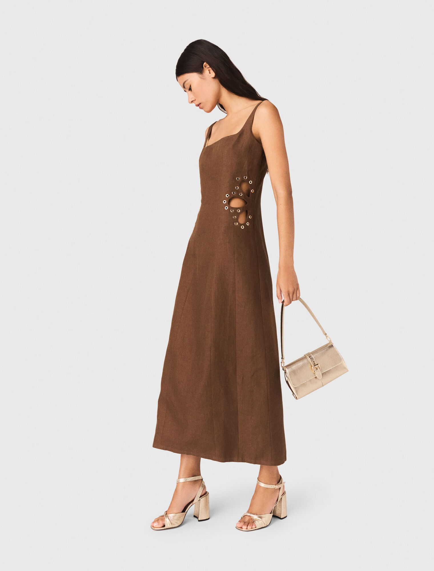 Linen blend maxi dress