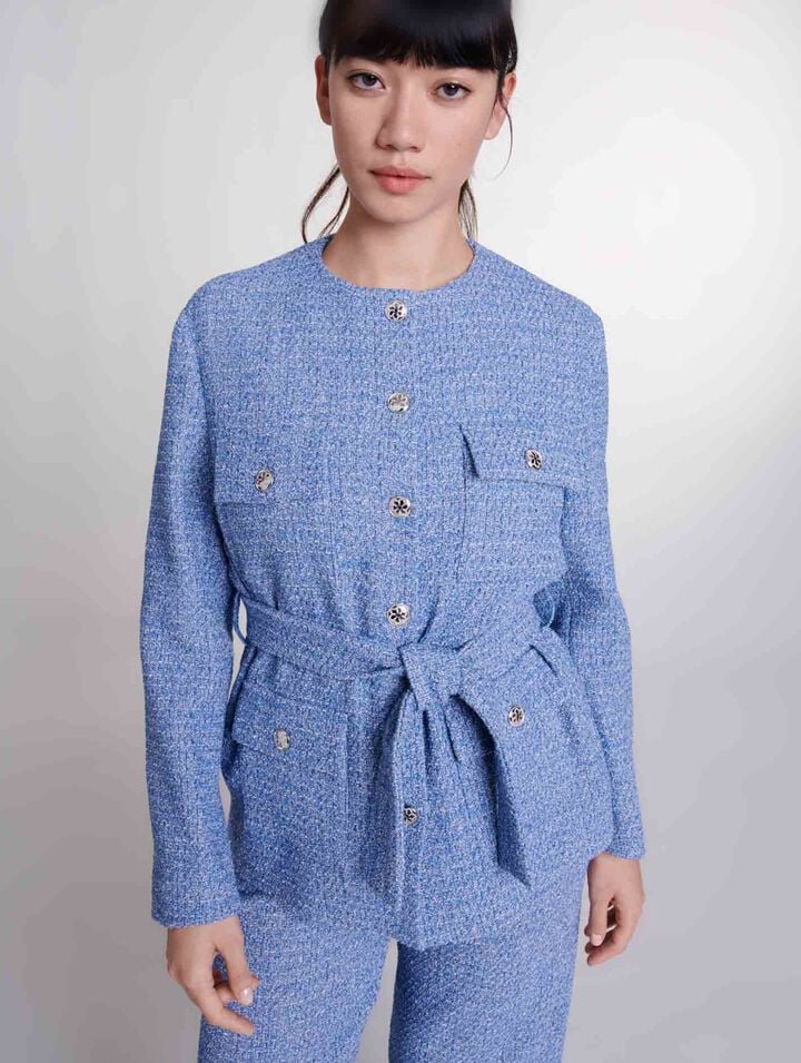 Belted tweed jacket