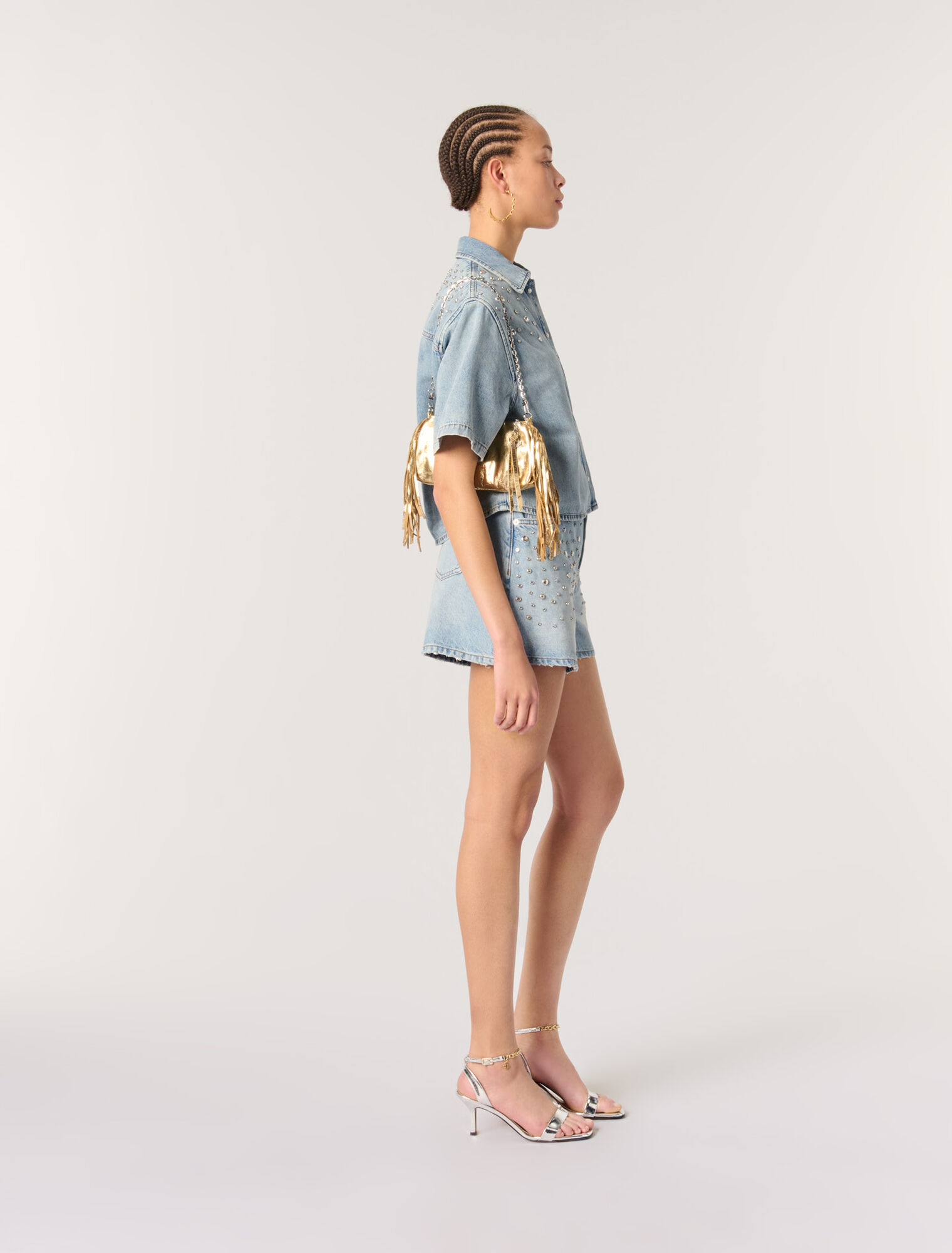 Studded denim shirt