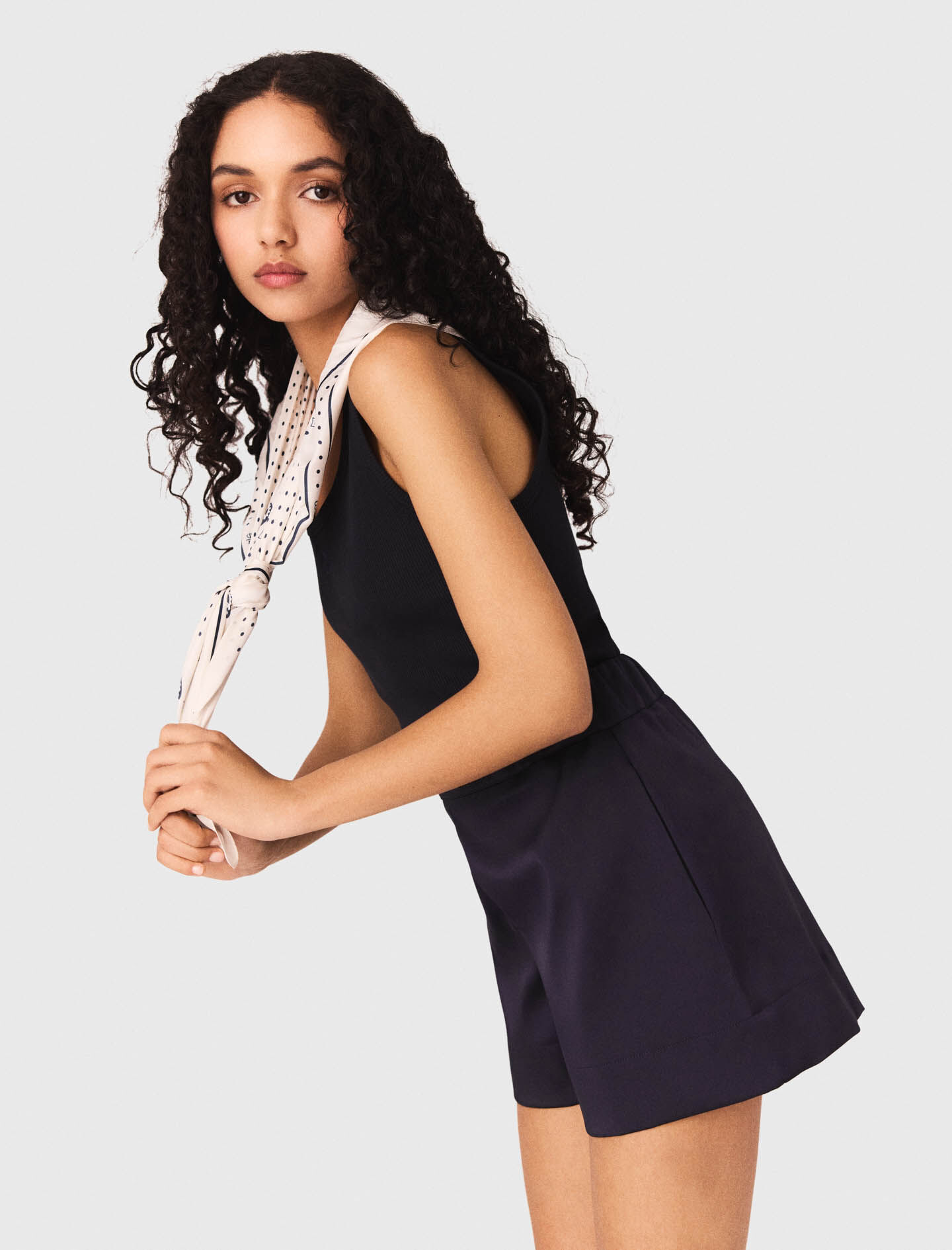 Satin-effect shorts Blue For Women | Maje