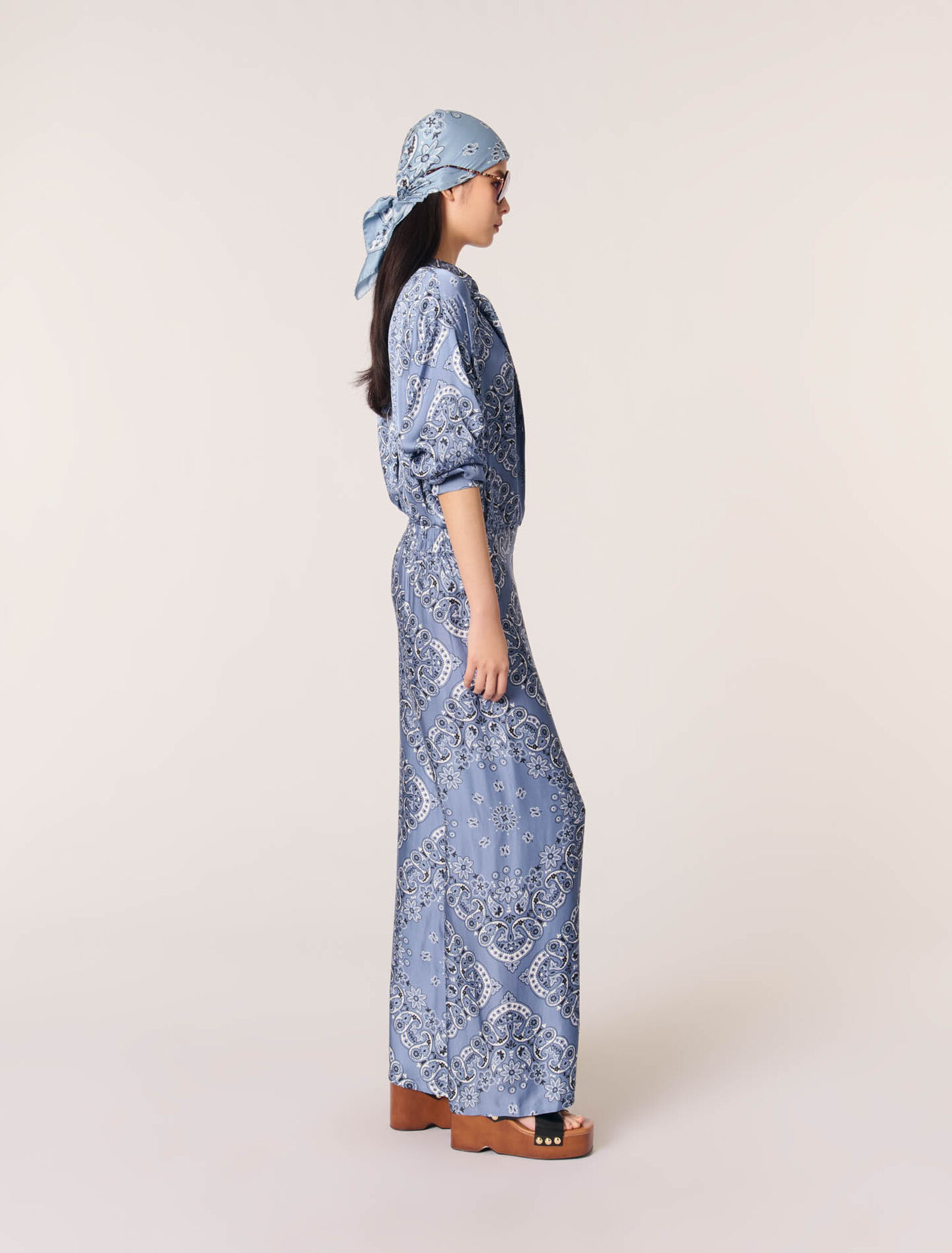 Flowing patterned bandana print pants