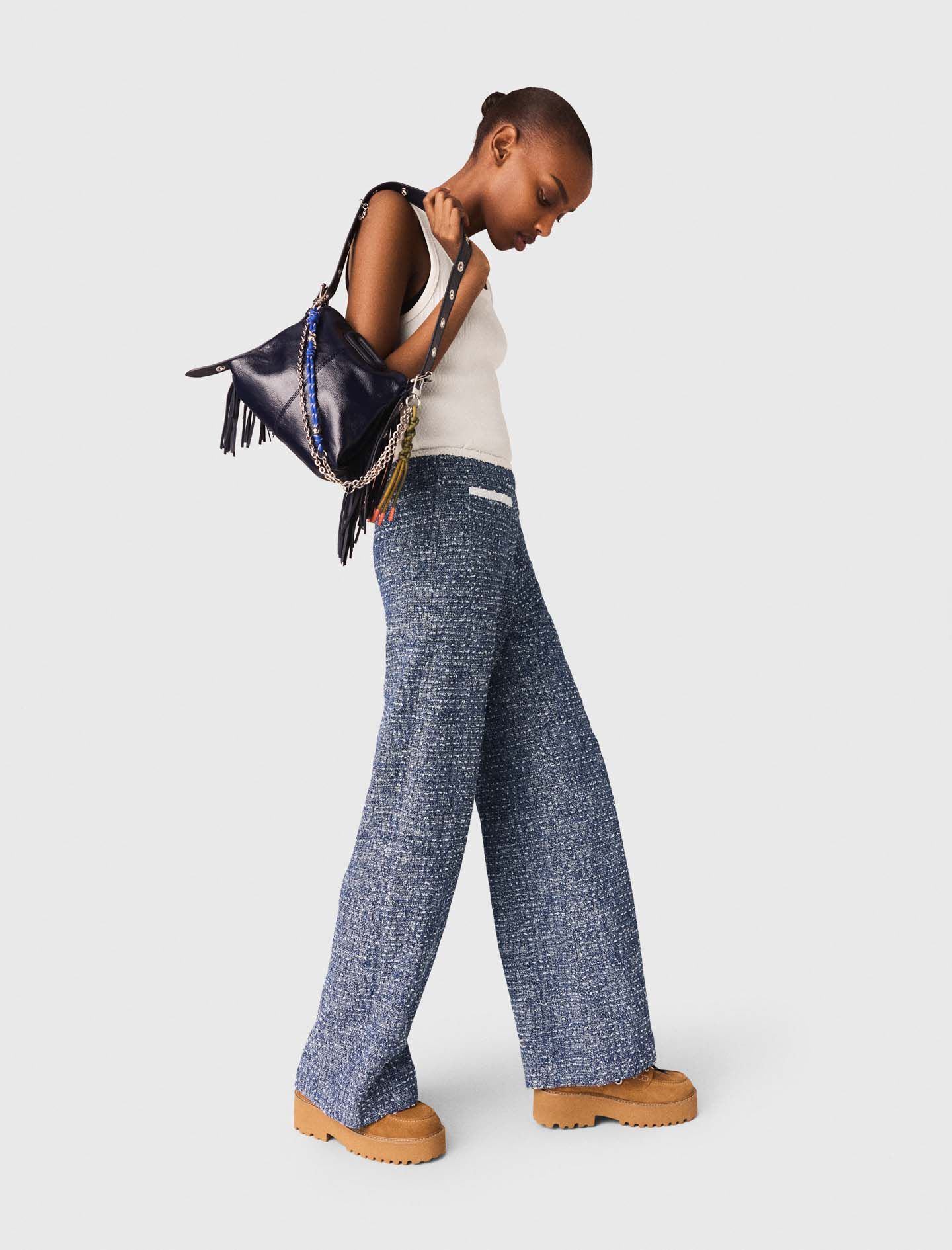 Tweed trousers Blue For Women | Maje