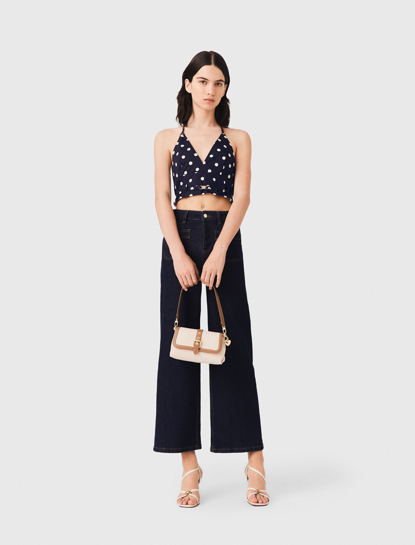 Backless linen blend top Blue For Women | Maje