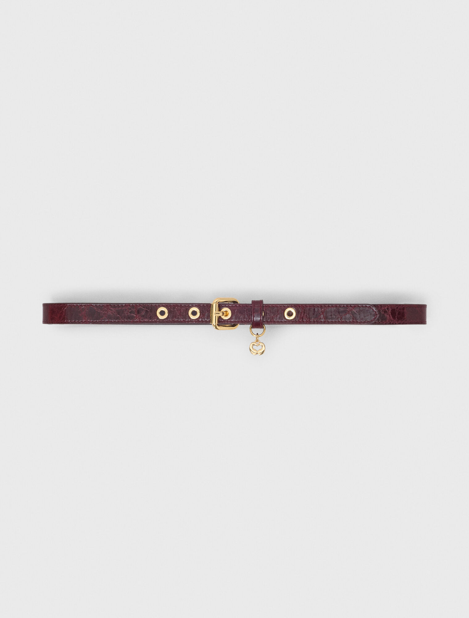 Slim leather belt with eyelets