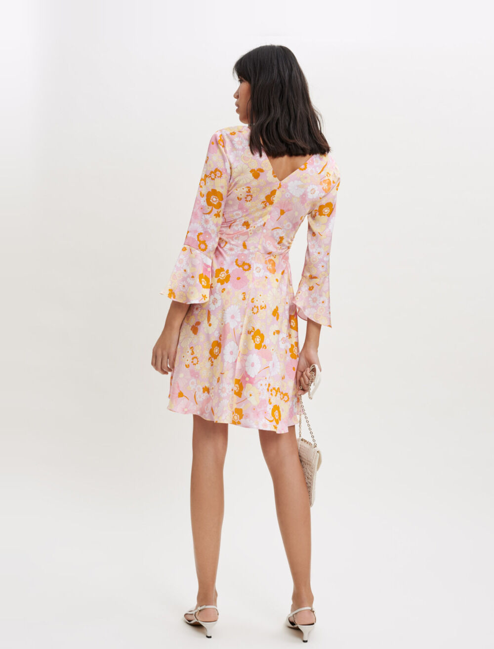 Magenta Floral Dress - Bustier Dress - Sleeveless Midi Dress