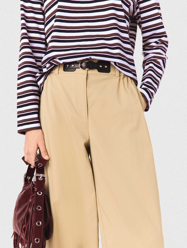 Wide-leg cotton pants