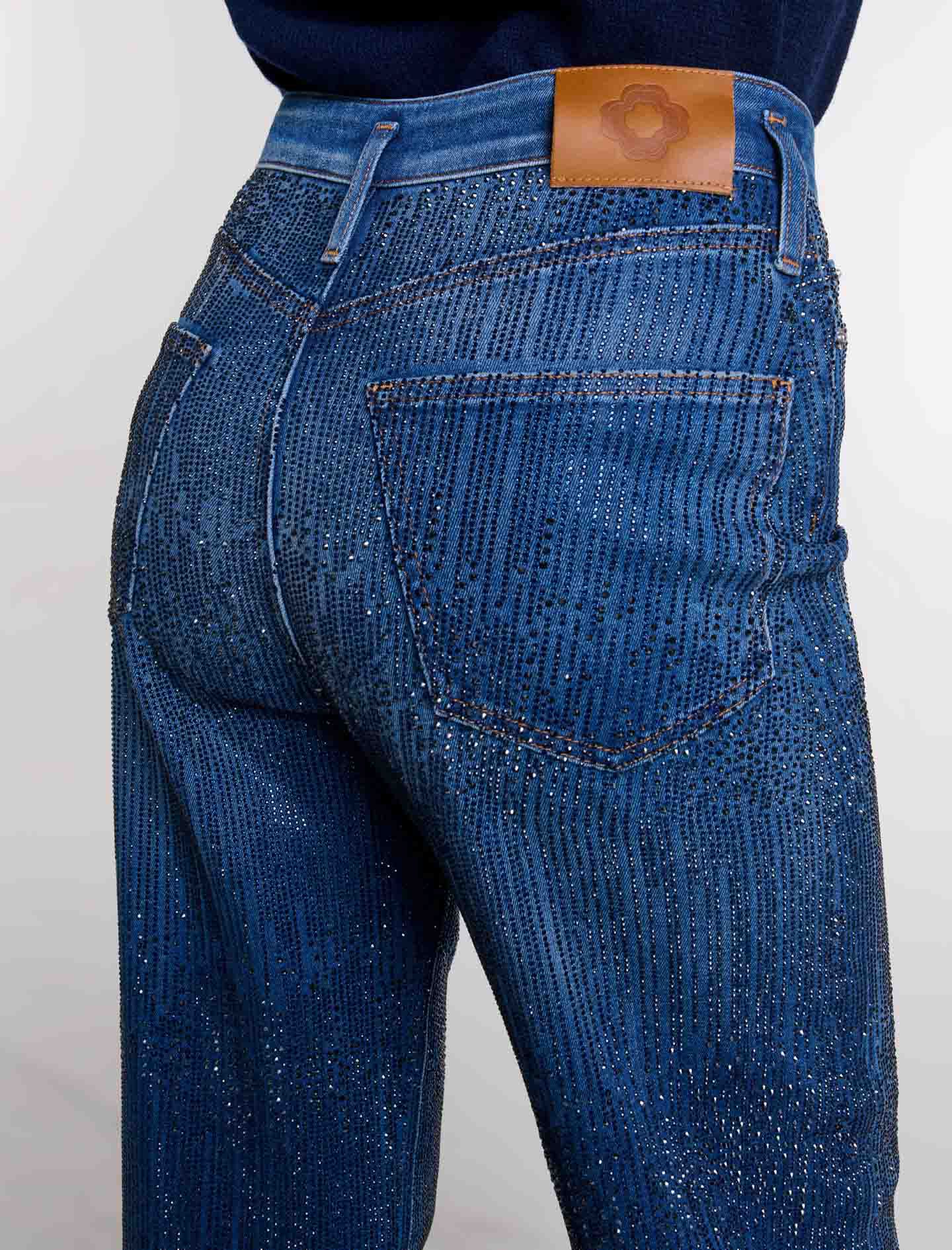 割引価格 For Blue jeans Rhinestone Women Maje | パンツ