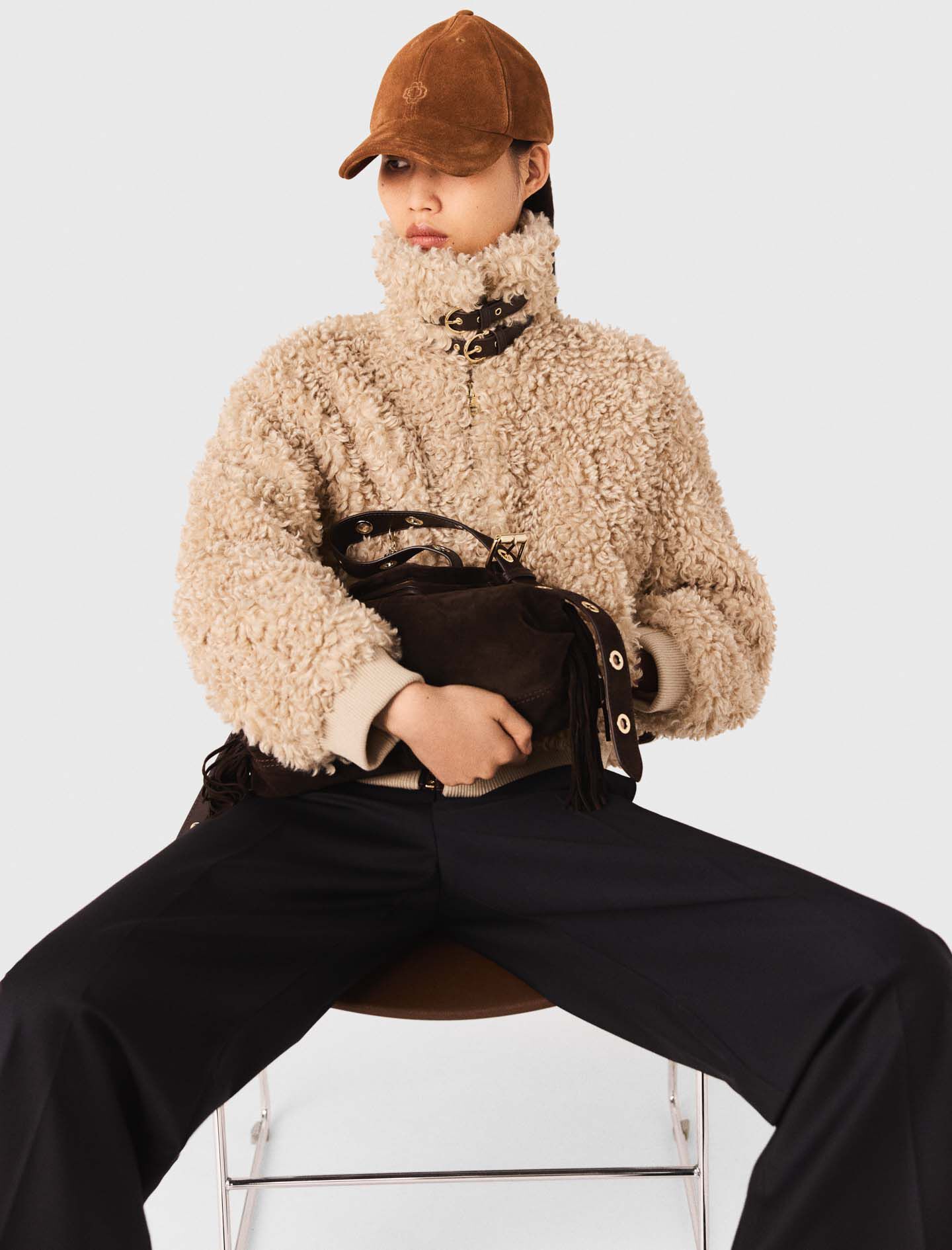 Short bouclé jacket Brown For Women | Maje