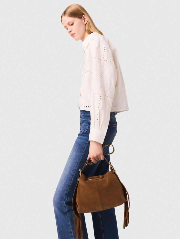 Cropped embroidered shirt