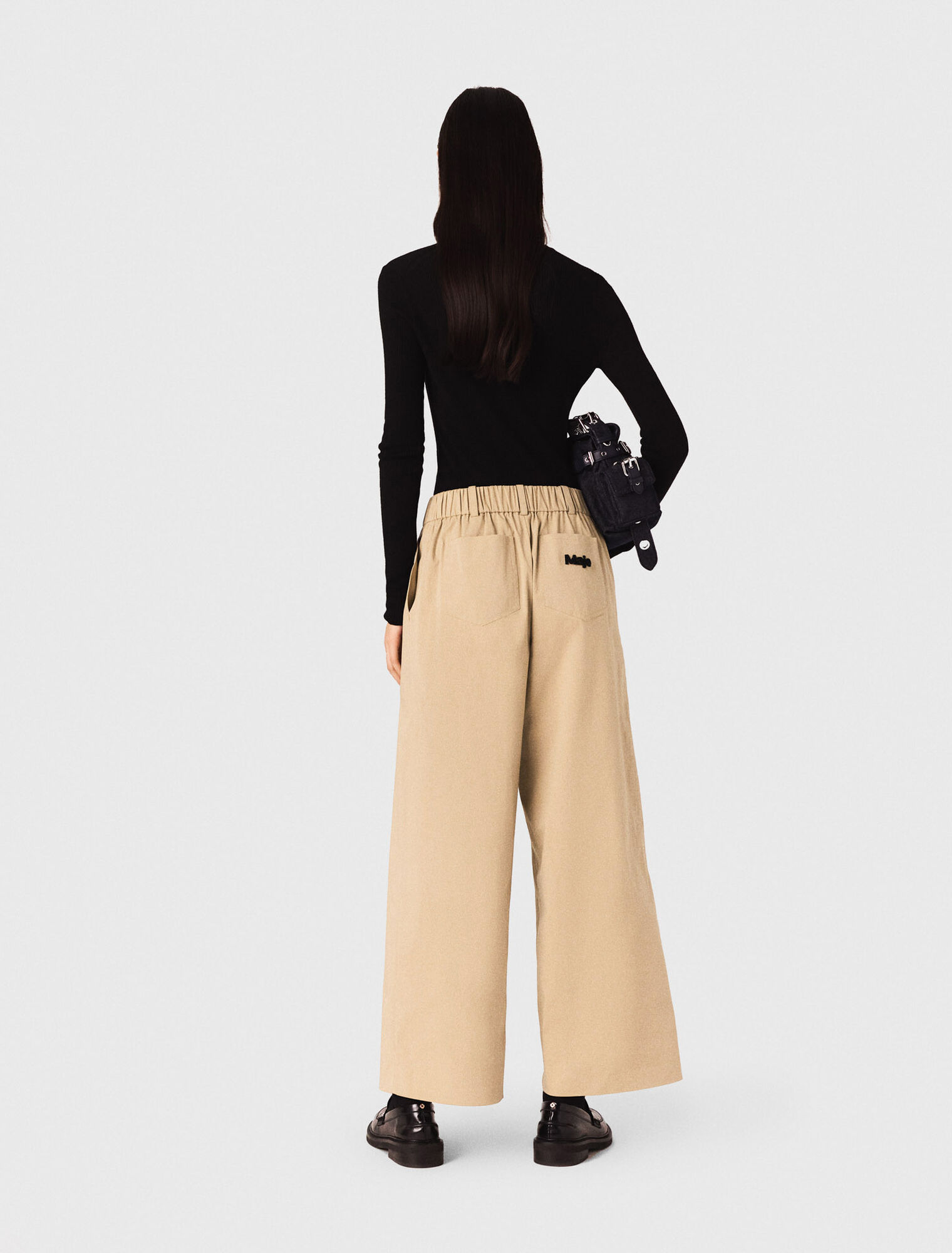 Wide-leg cotton trousers