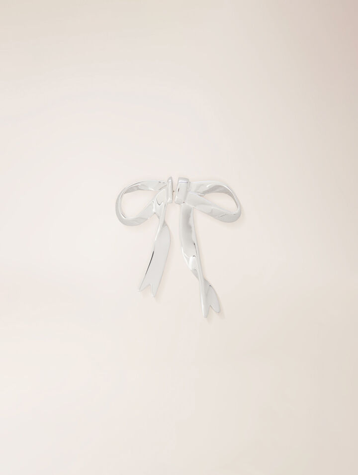 Silver bow earring
