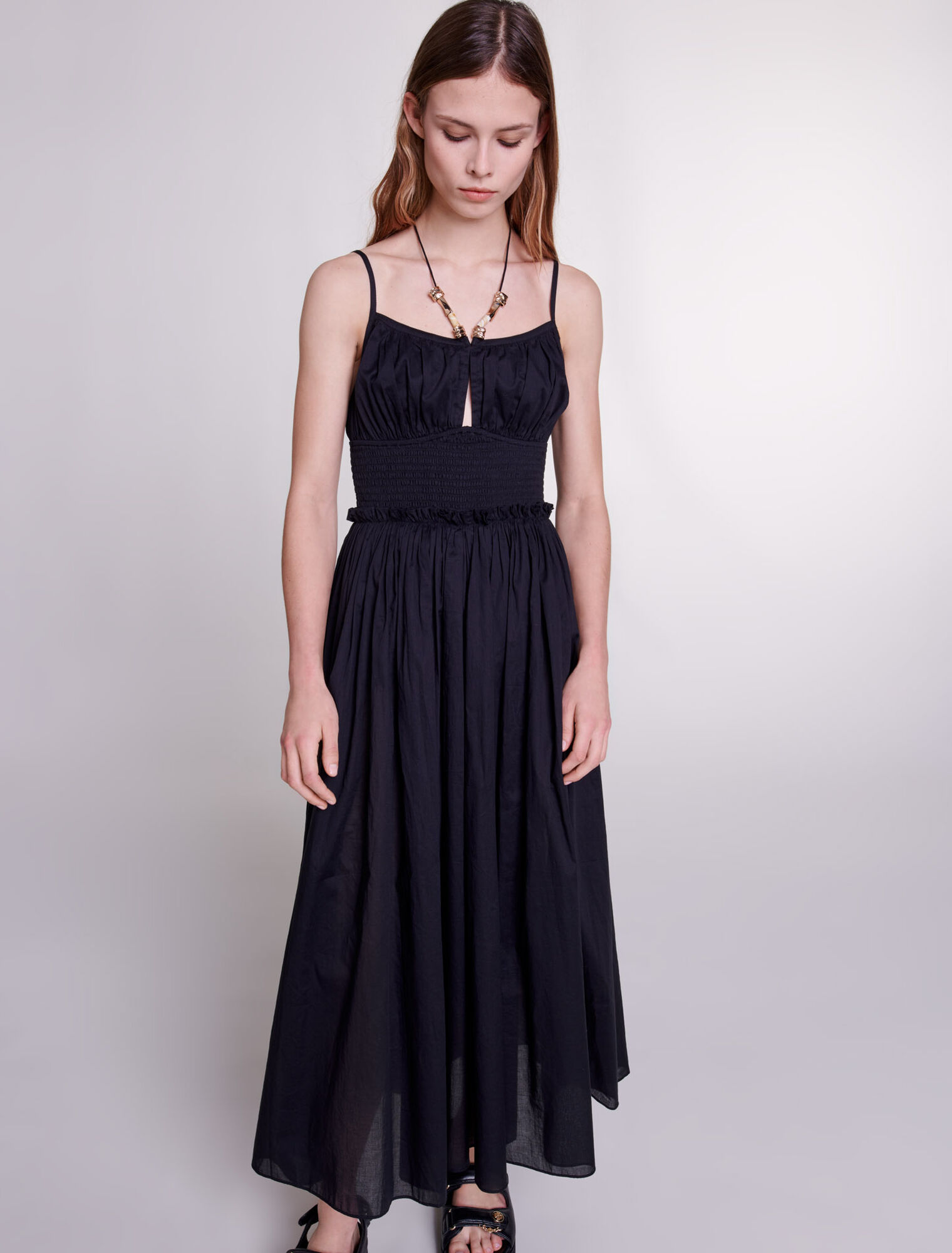 Dress with beaded ties