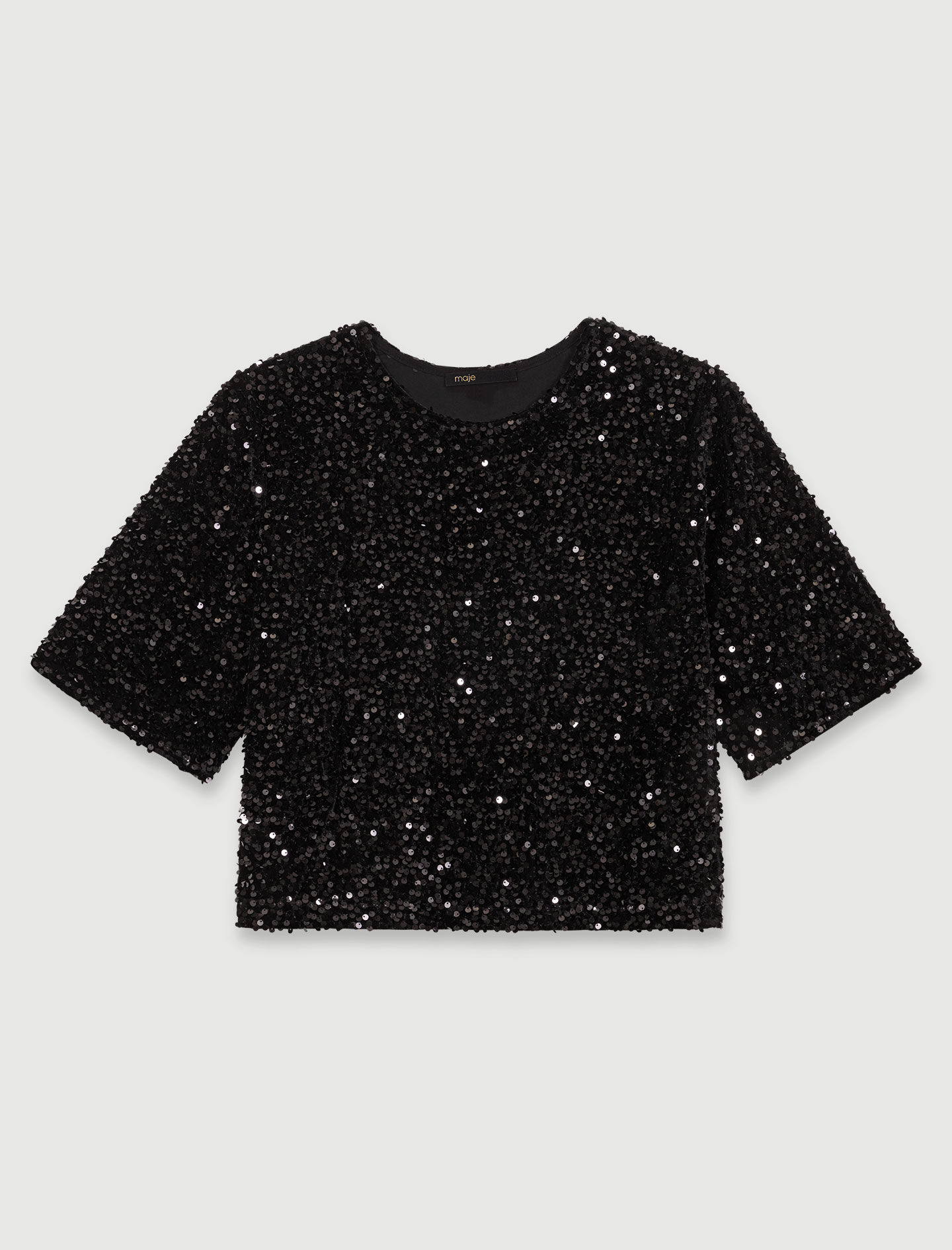 Sequinned velvet top Black / Gray For Women | Maje