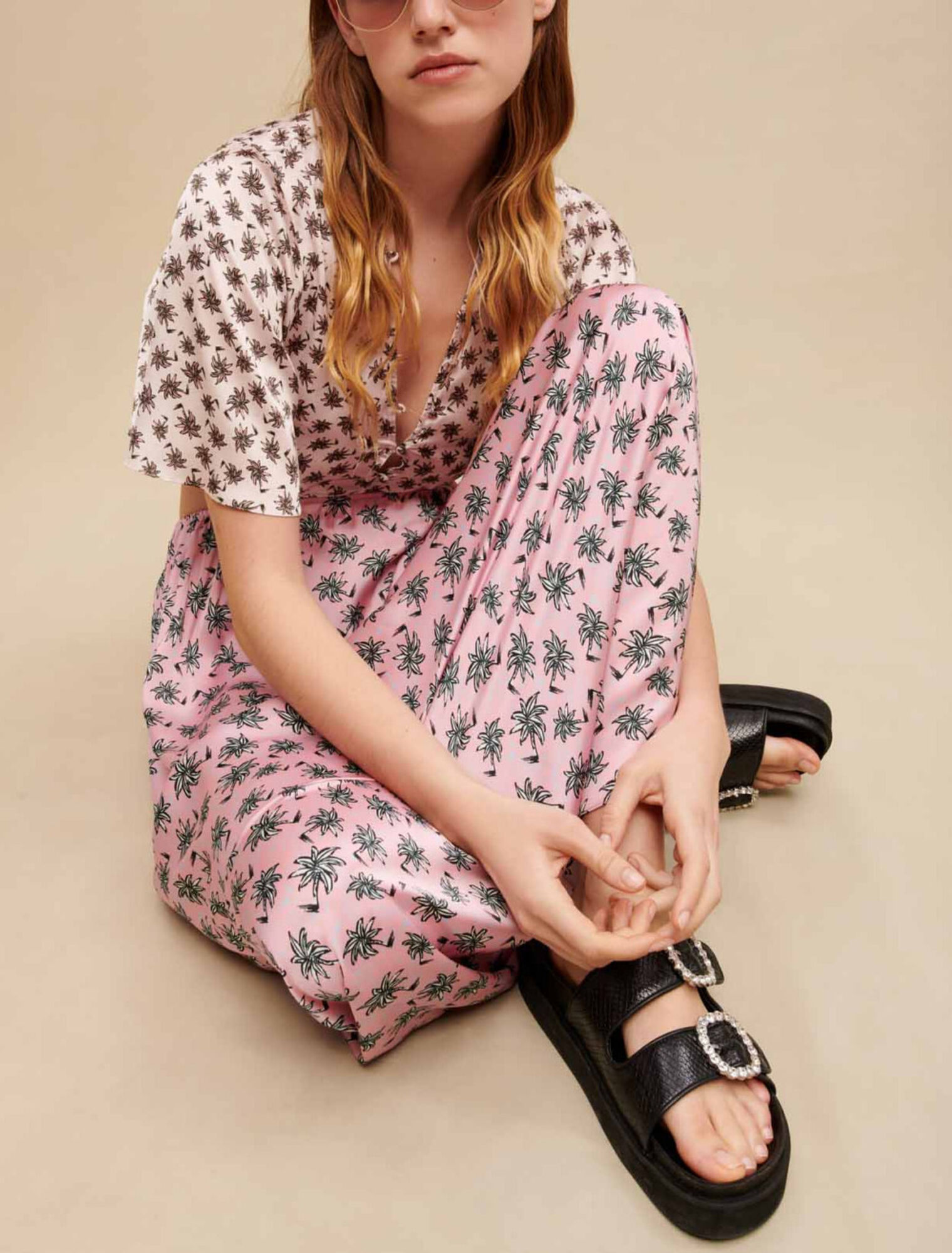 Palm print maxi dress