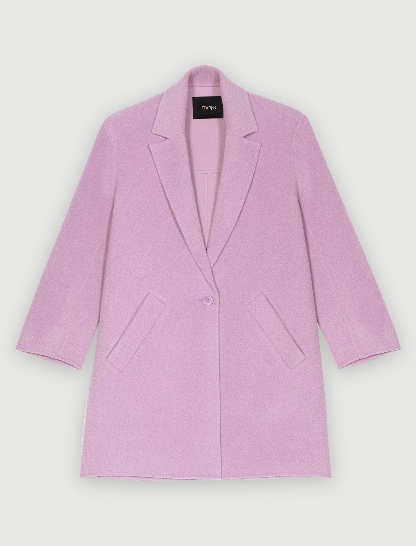 Mauve double-sided bouclé coat Purple For Women | Maje