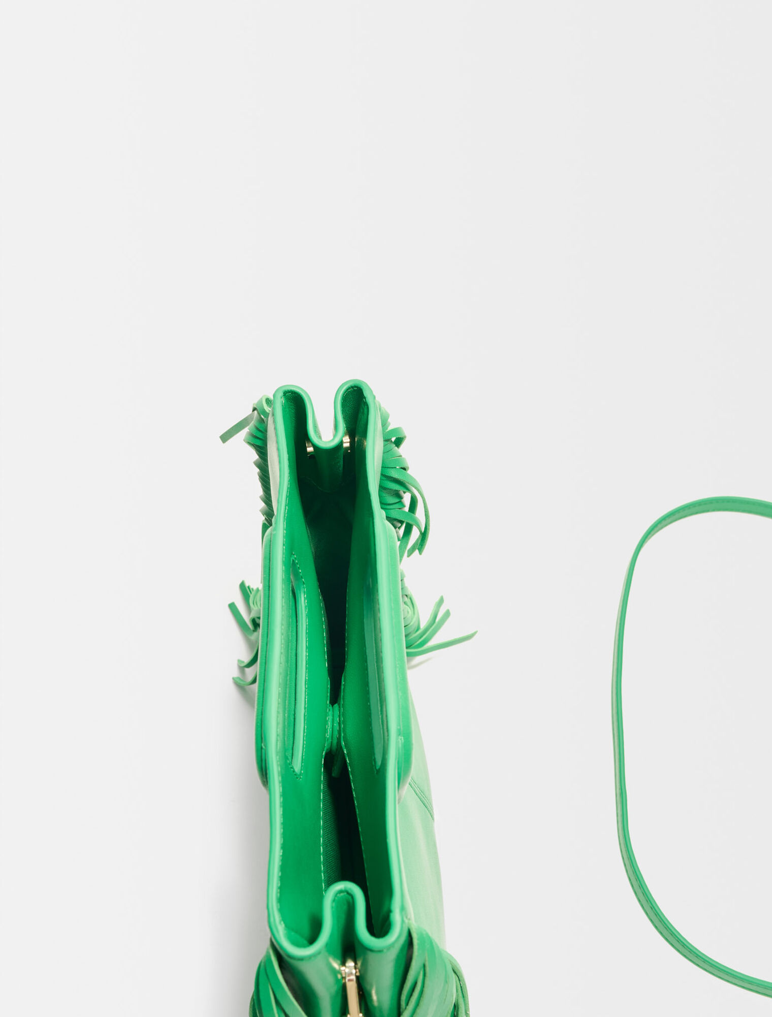 Smooth leather M bag with fringing