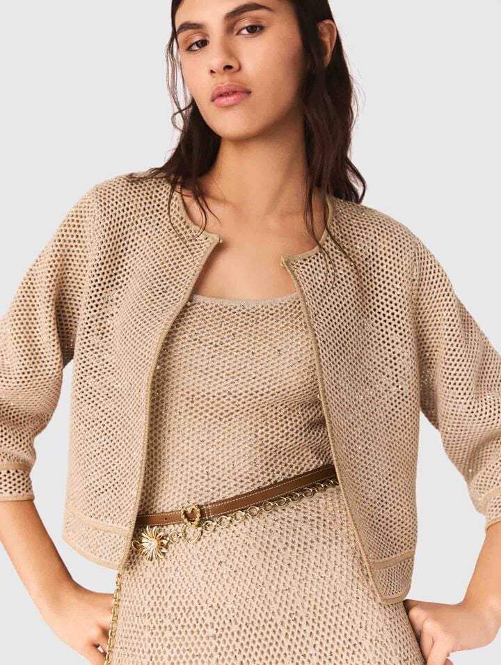Rhinestone knit cardigan