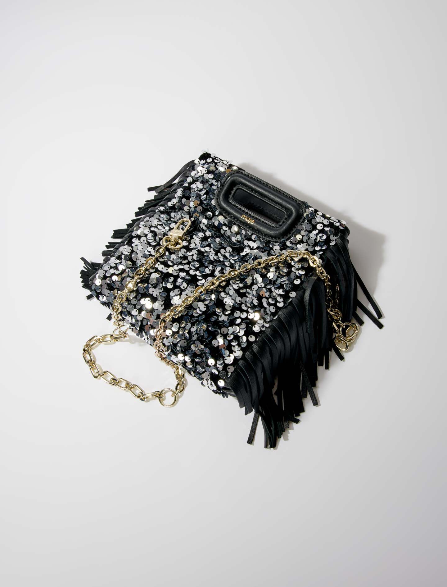 Sequin mini M bag Black / Gray For Women | Maje