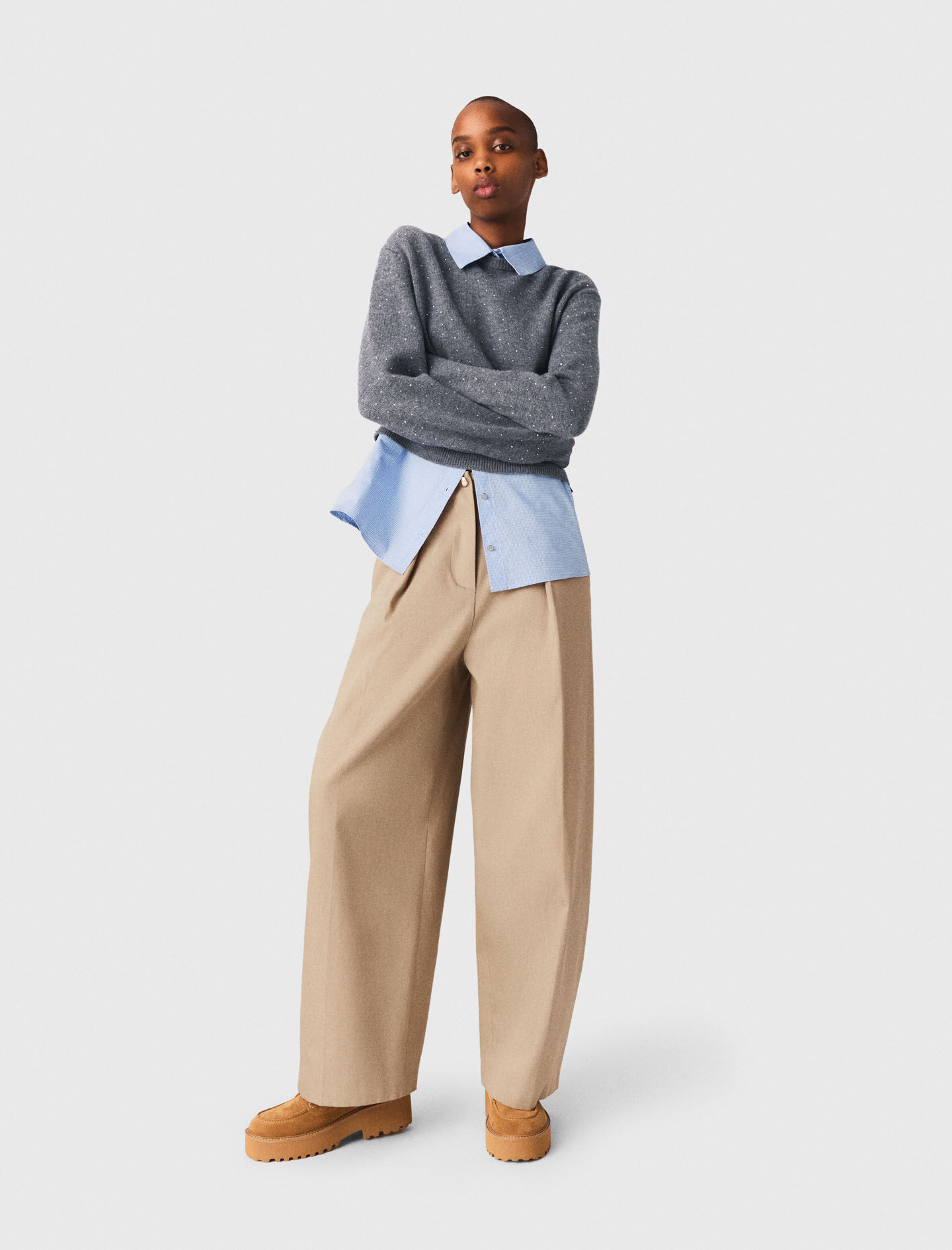 Cotton balloon trousers Natural For Women | Maje