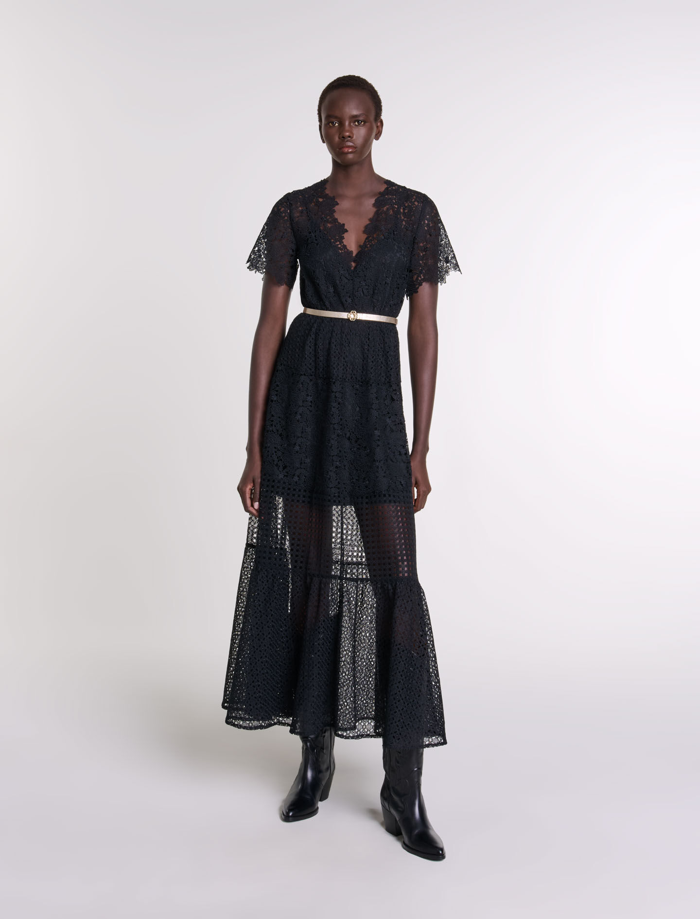 Lace maxi dress Black Gray For Women Maje