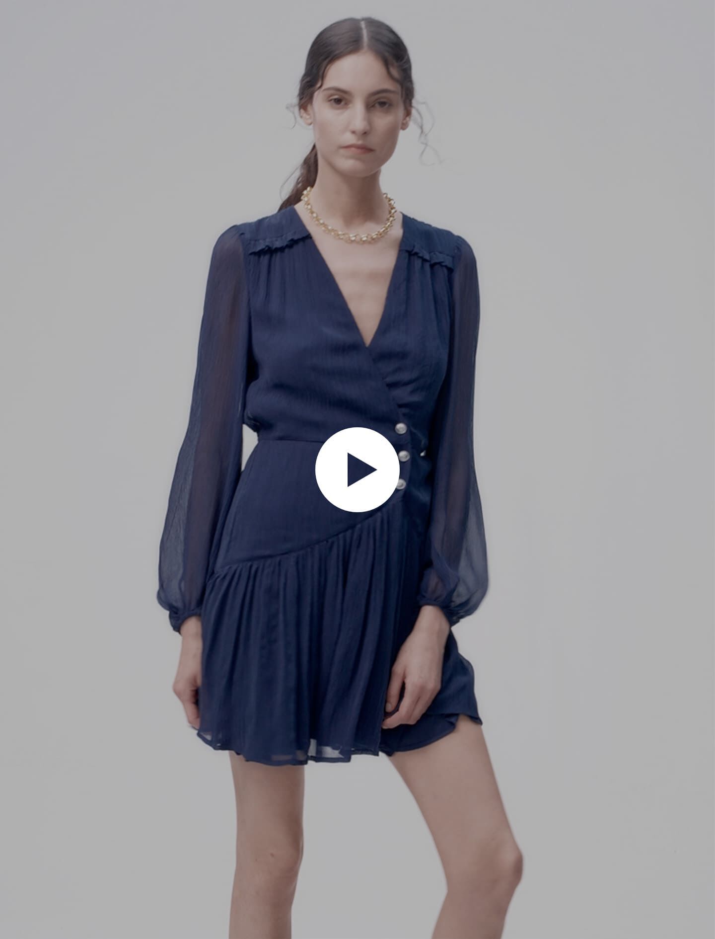Short ruffled dress Blue For Women | Maje