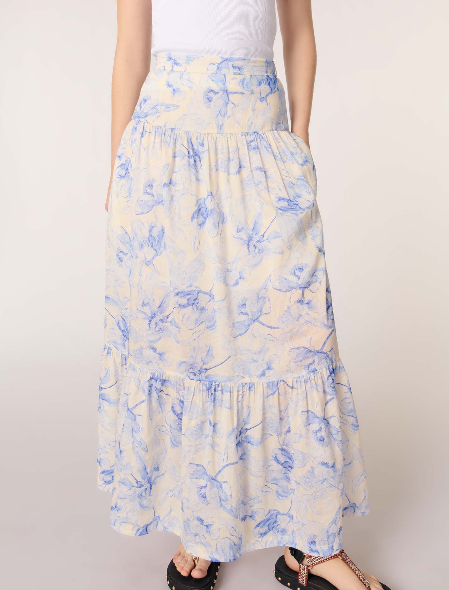 スカート AREA Women Skirts PF24AWSK0018DE01BLU Blue Area Zip Slit Midi Skirt - Blue - Women | PF24AWSK0018DE01BLU