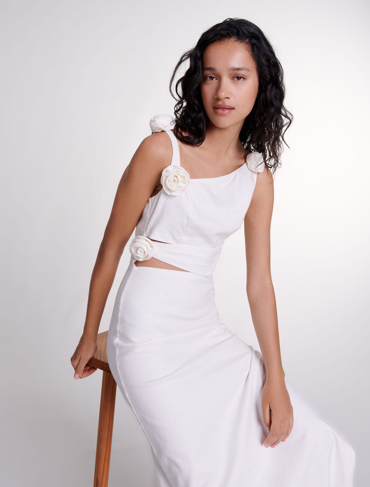 Openwork linen maxi dress