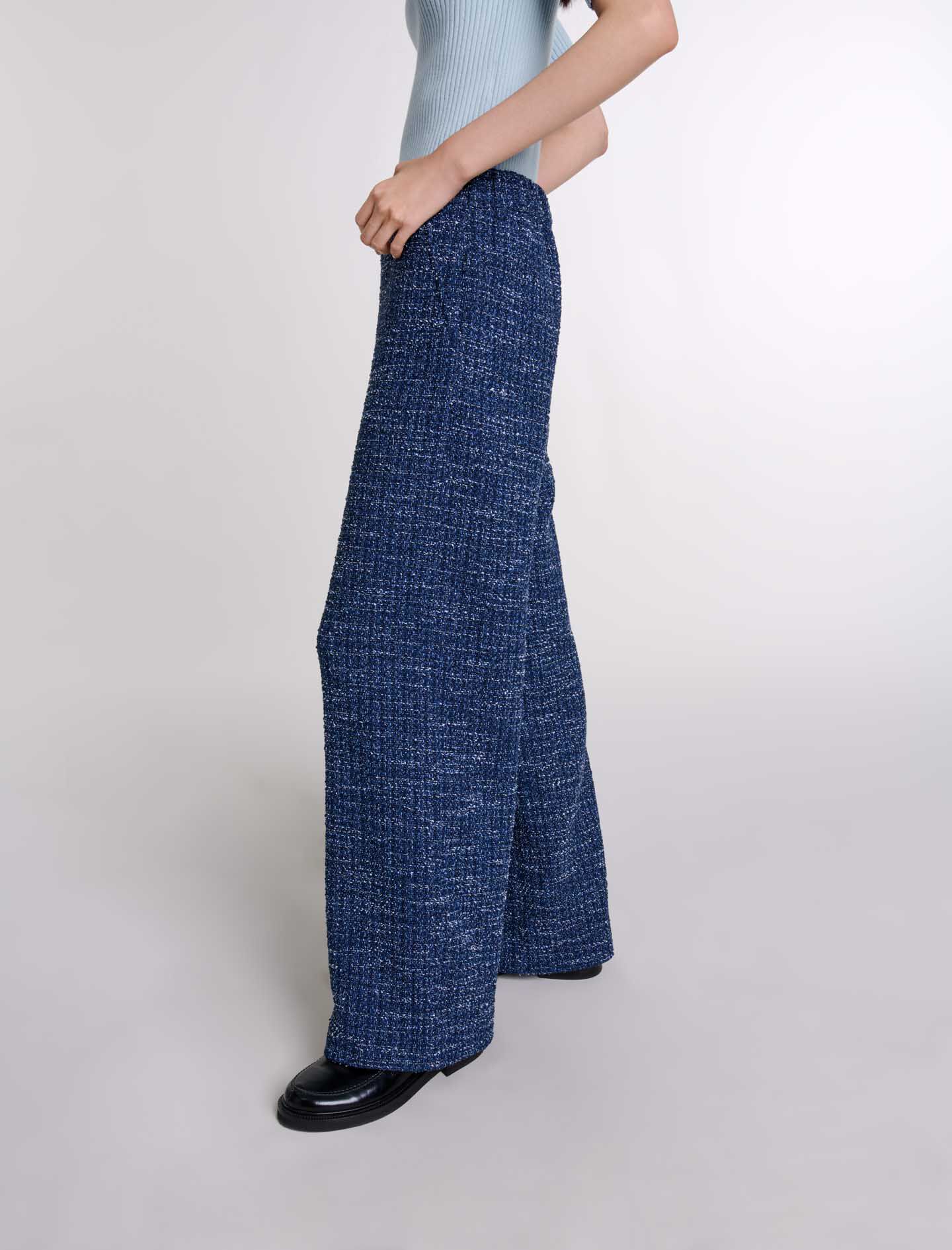 Wide-leg tweed trousers Blue For Women | Maje Wide-leg tweed trousers Blue For Women | Maje