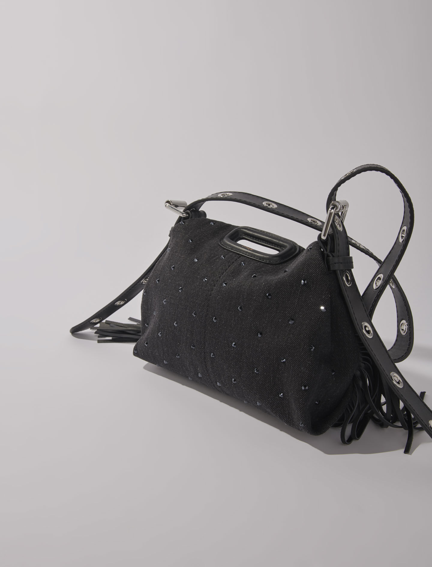 大人気!!【MAJE】ショルダーバッグ Miss M Mini bag in rhinestone denim