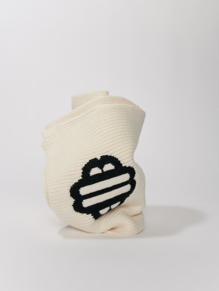 Rib-knit scarf in wool blend