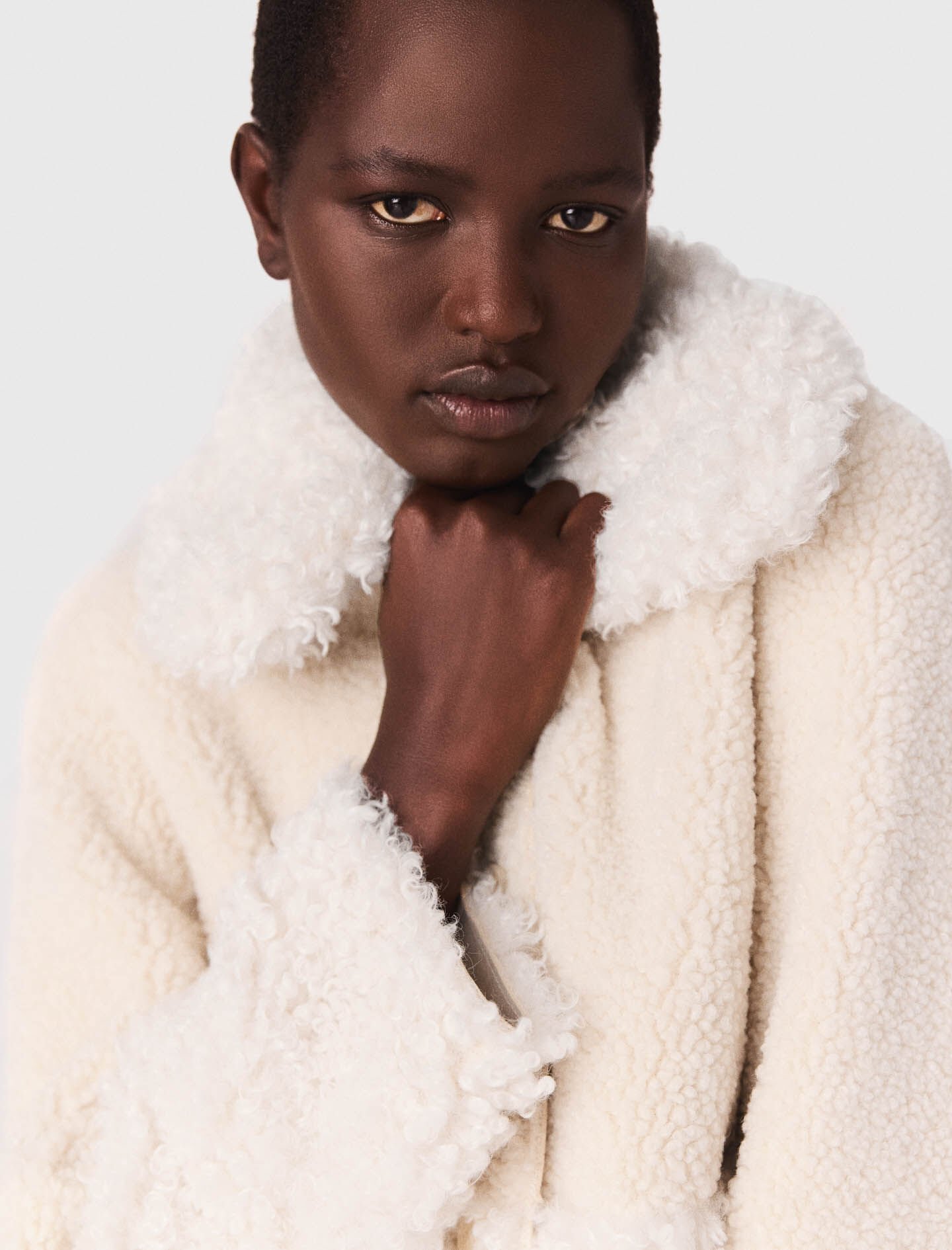 Long faux fur coat White For Women | Maje