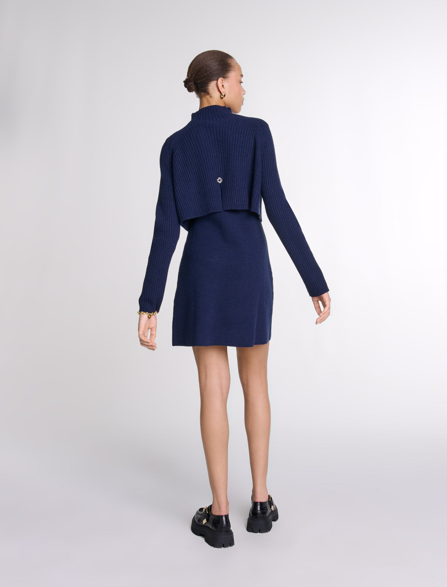Knit 2-in-1 short dress Blue For Women | Maje Knit 2-in-1 short dress Blue For Women | Maje