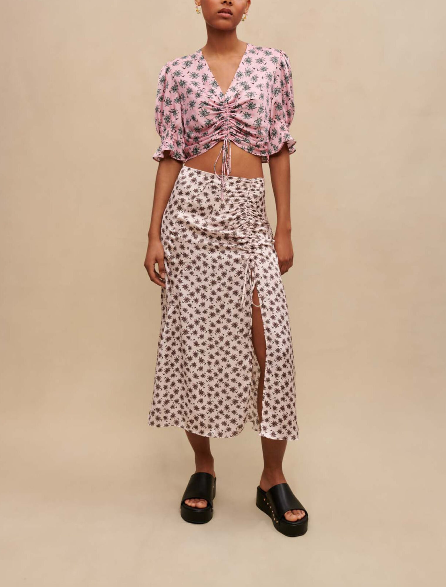 Palm-tree print crop top