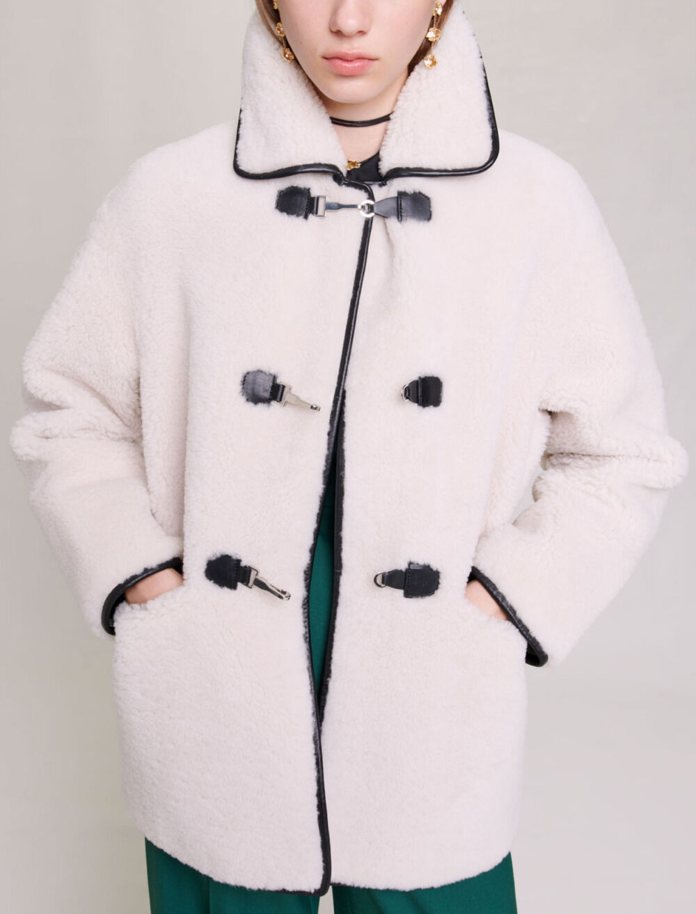 新規購入 Mid-length shearling coat White For Women | Maje ジャケット・アウター