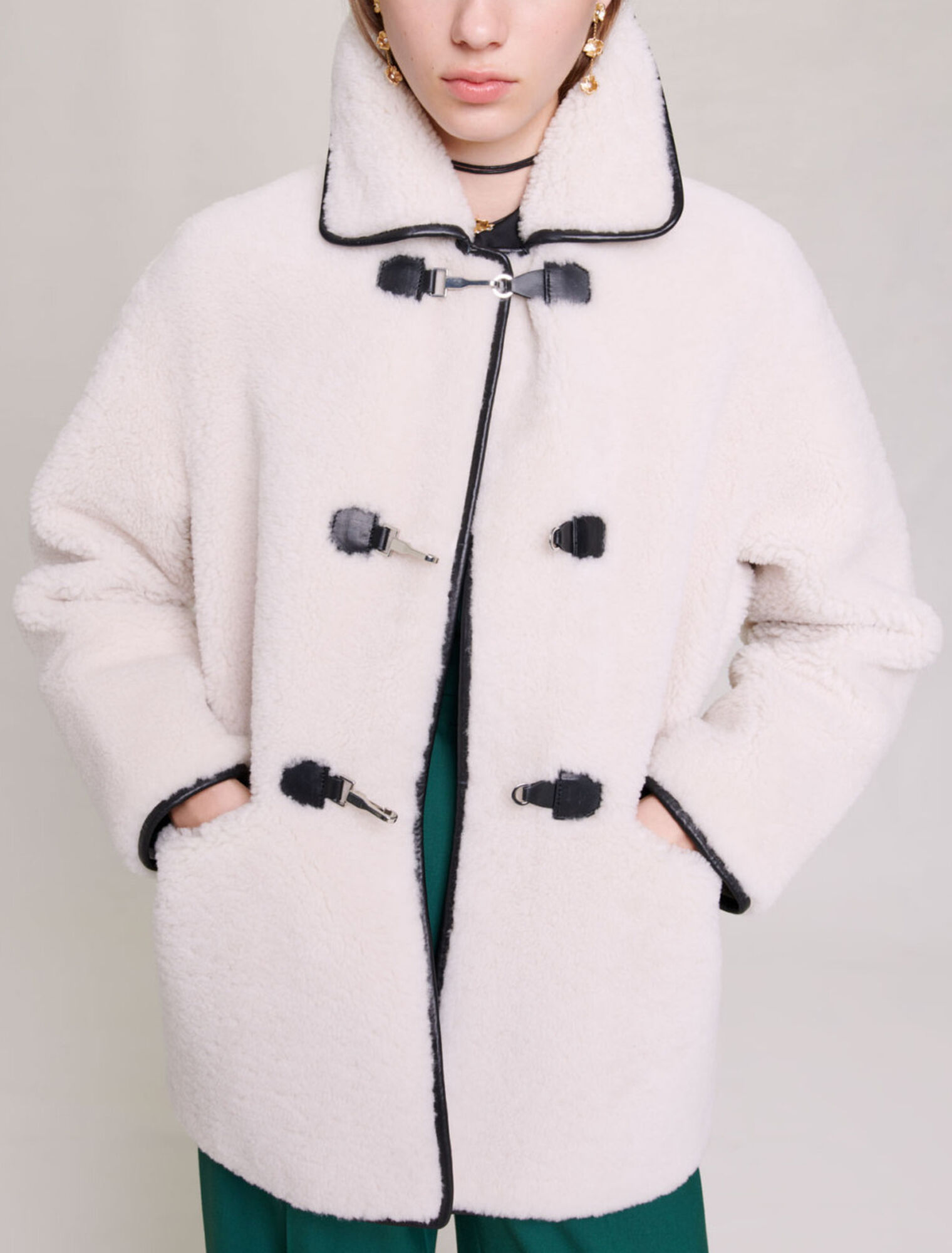Mid-length shearling coat