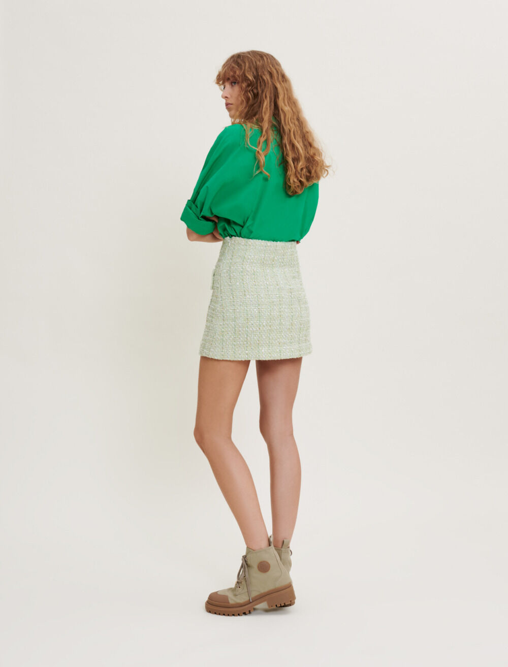 Shiny tweed skirt