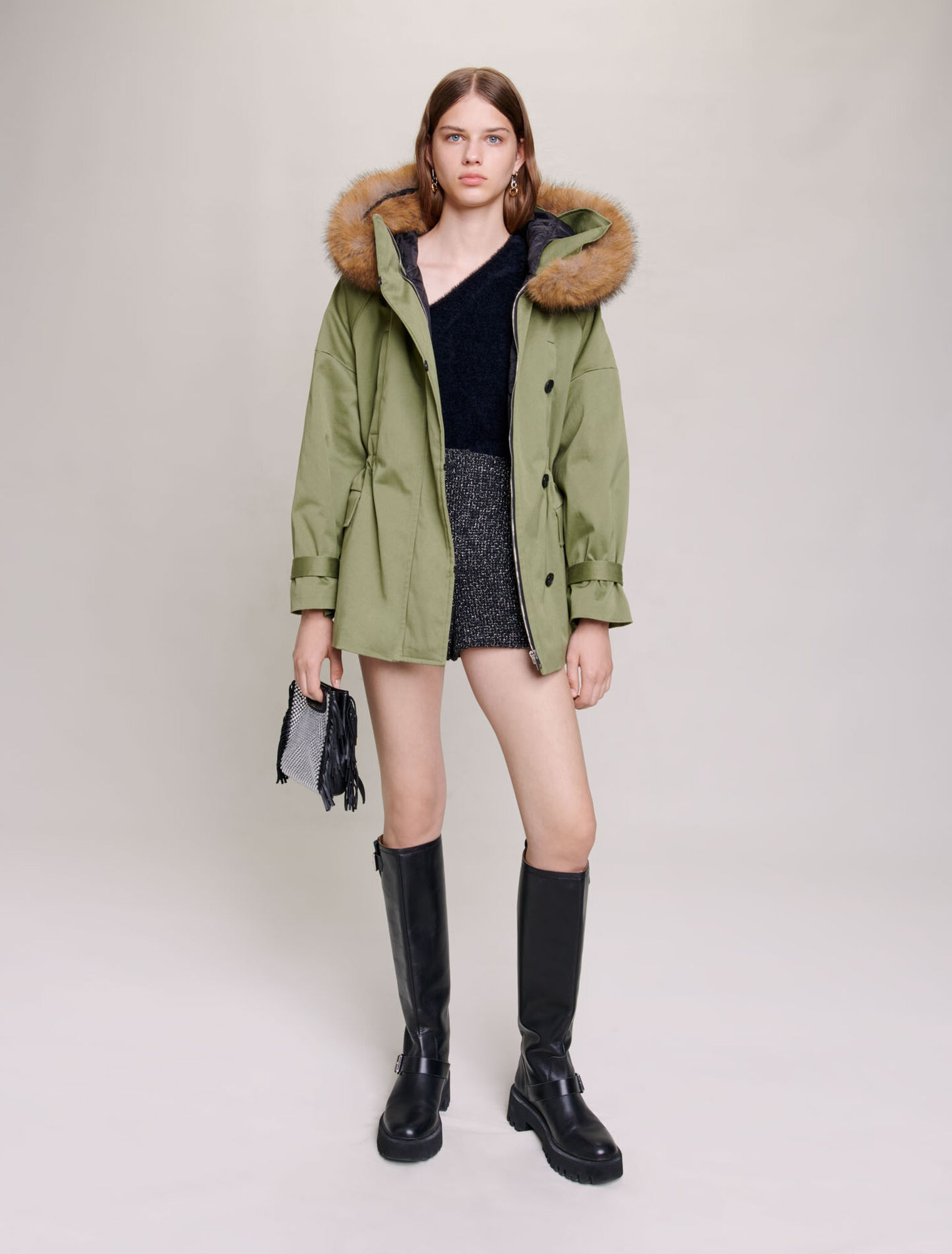 Short hooded parka