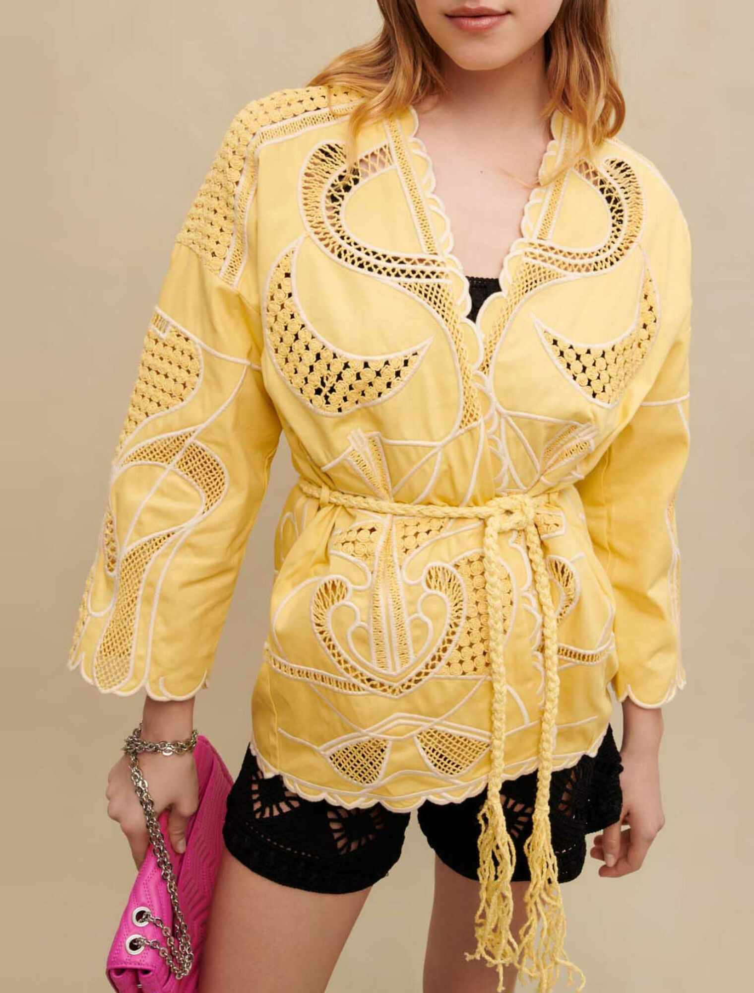 Embroidered kimono jacket