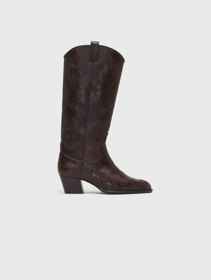 Leather cowboy boots