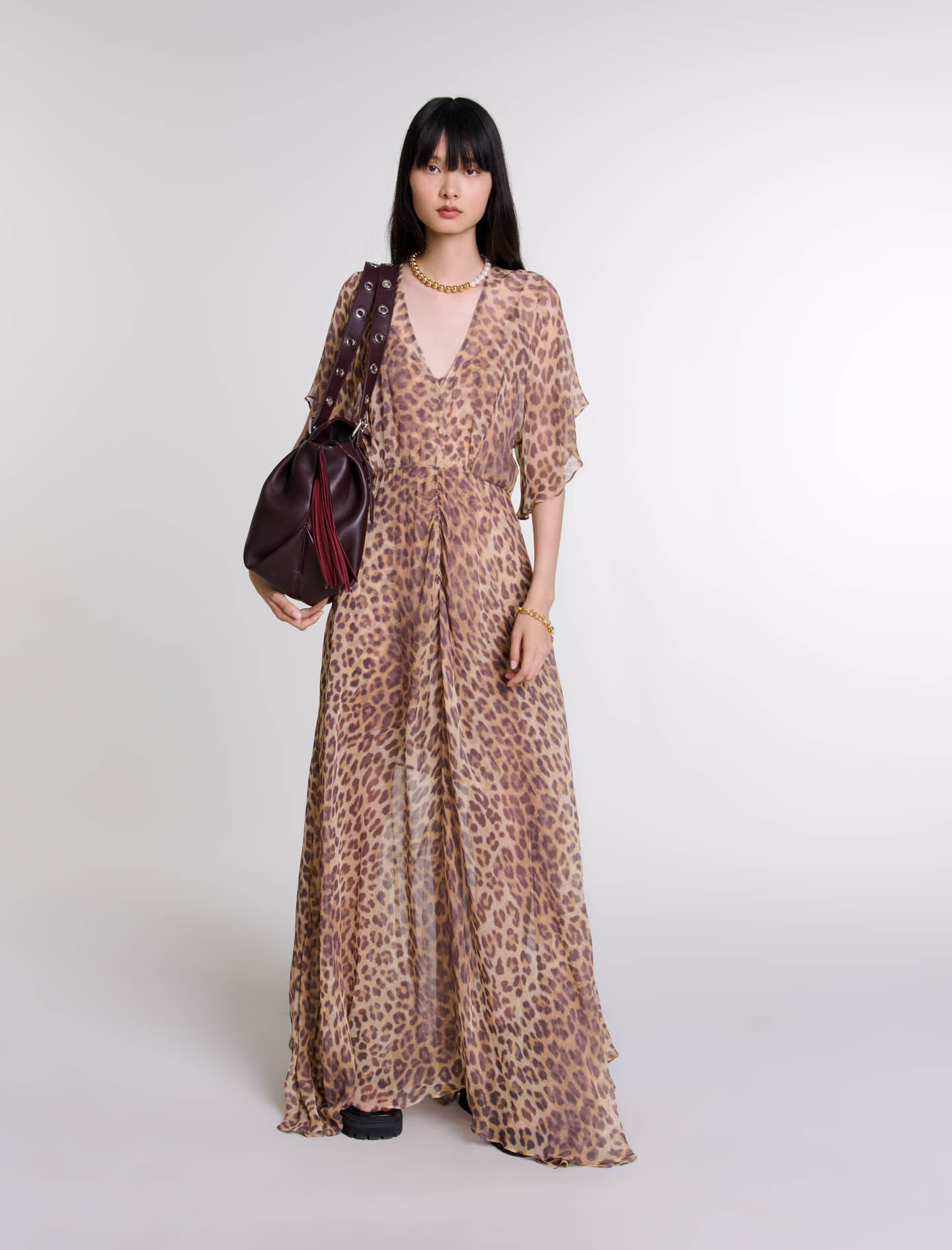 Leopard print maxi dress Brown For Women Maje