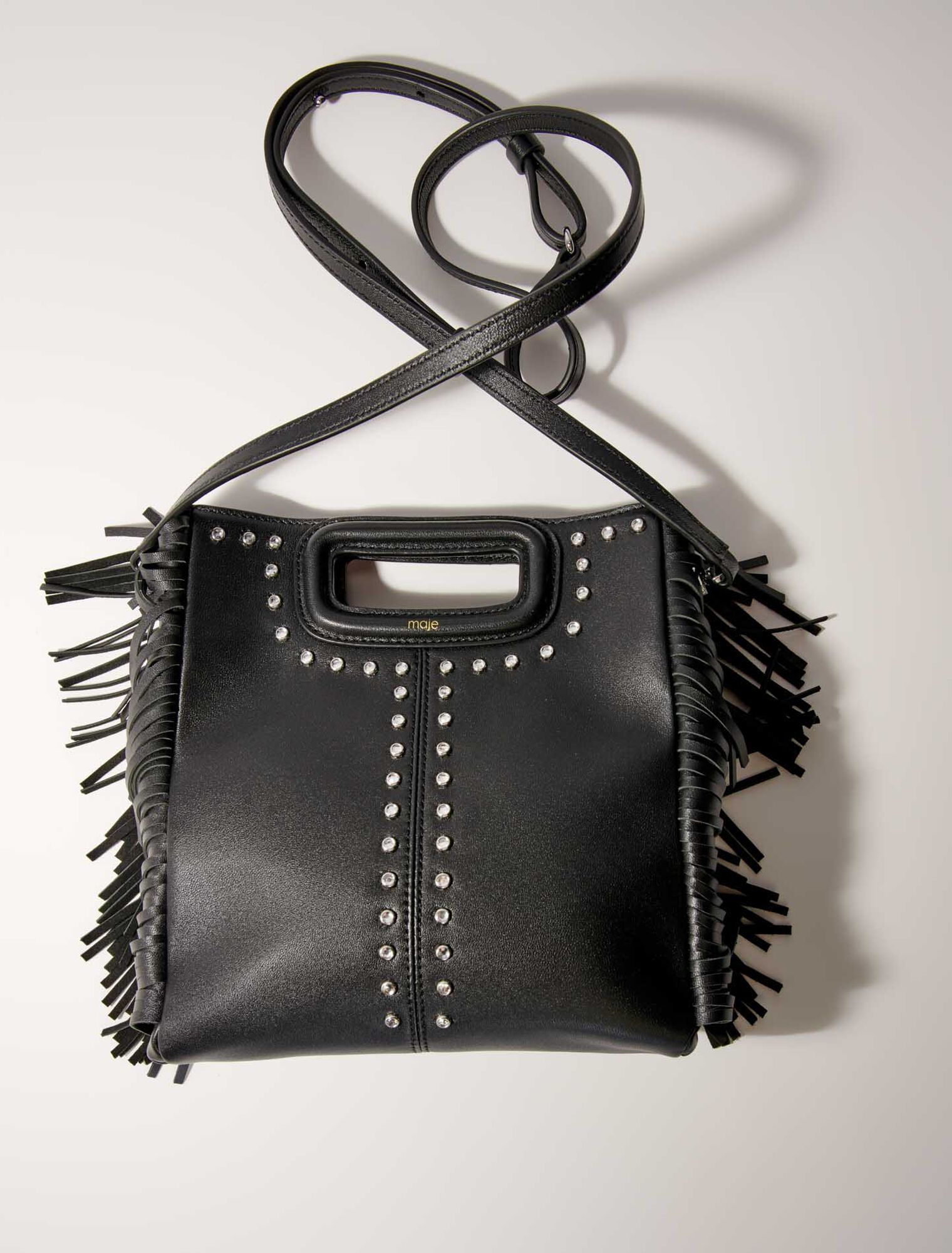 Fringed leather M bag